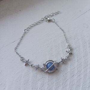 🆓️ Solar Silver Blue Planet Bracelet